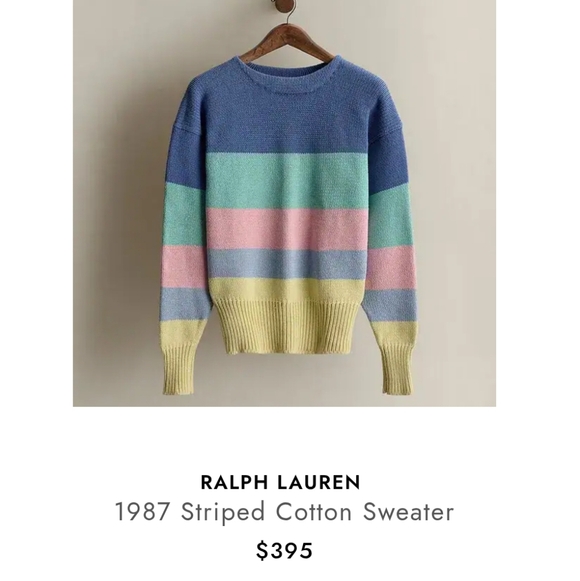 Ralph Lauren Sweaters - 💙 Vintage Ralph Lauren Spring 1987 Cotton Unisex Multicolor Striped Sweater, M